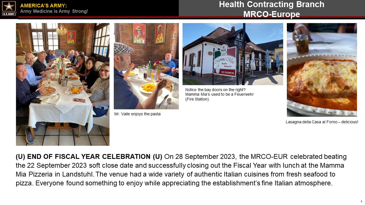 MRCO-Europe End of Fiscal Year Celebration